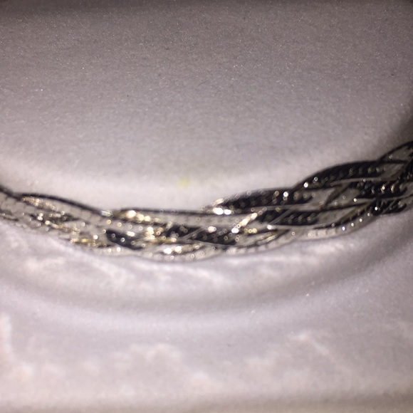 Platinum over Sterling Silver Twist Bangle - Picture 2 of 5